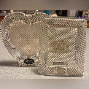 Vintage Glass Striped Heart & Rectangle Portrait Picture Frame